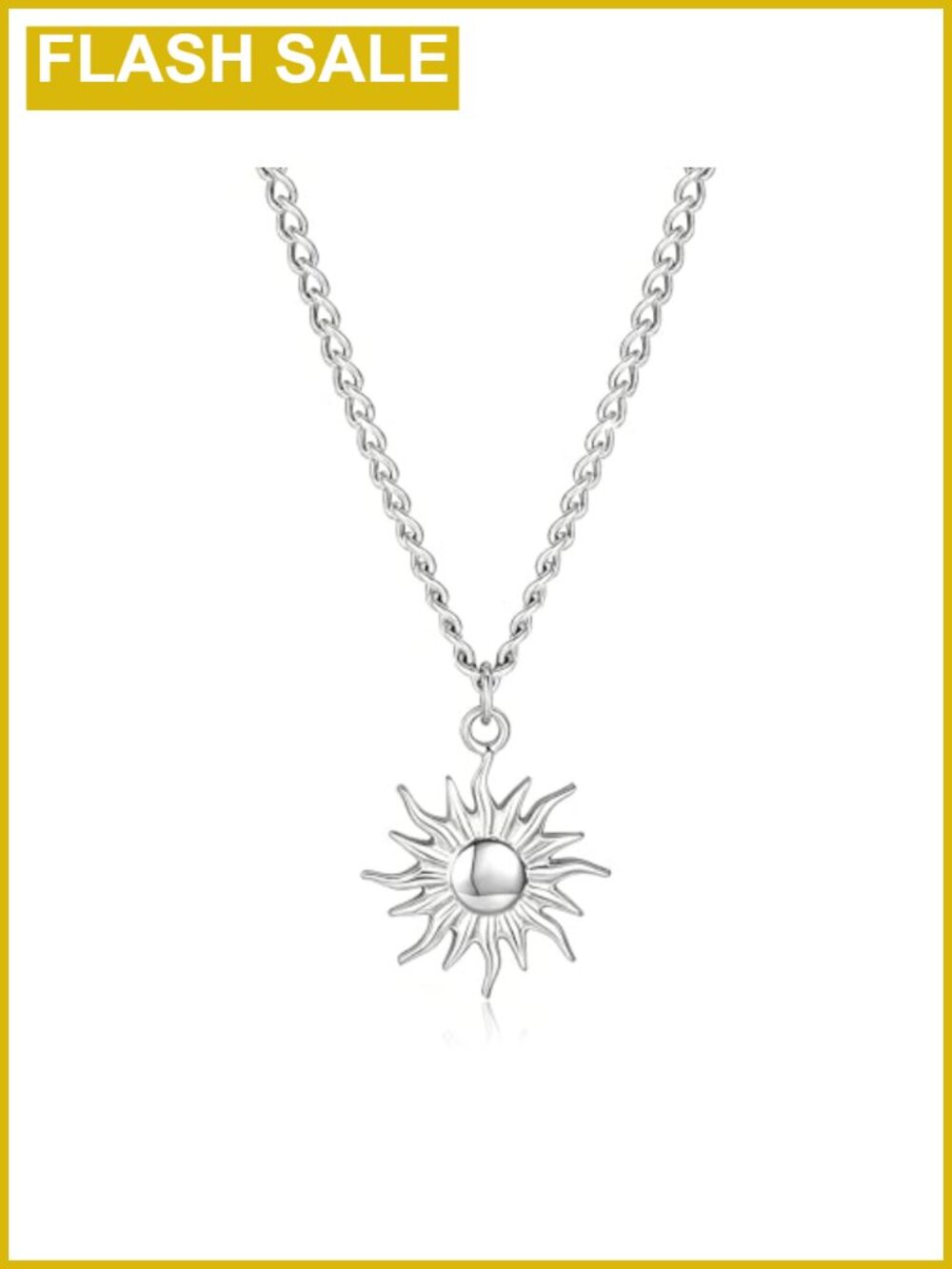Men's Sun Pendant Necklace 20" Stainless Steel Chain